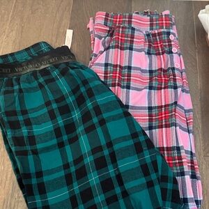 Victoria's Secret Plaid Pajama Set 2 pants - Green and Pink SMALL